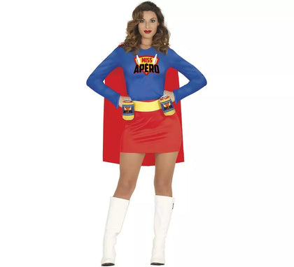 Disfraz de Super Heroína con bebidas para mujer