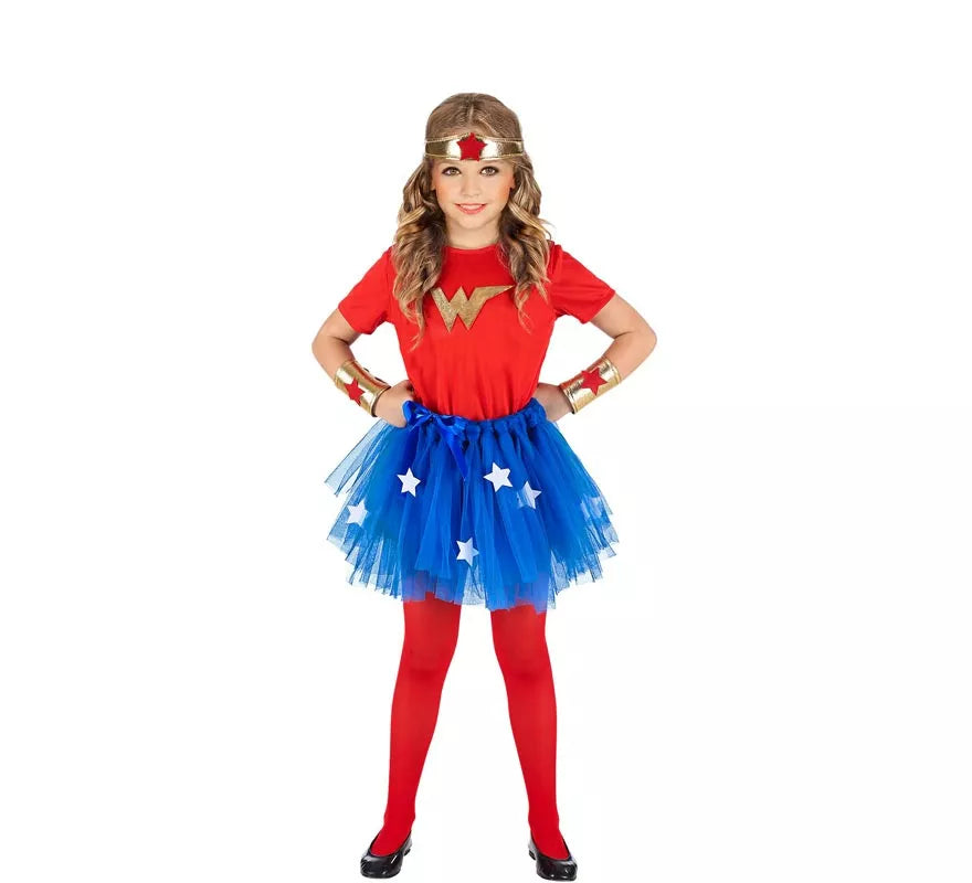 Translation missing: en.Disfraz de Súper Heroína roja y azul para niña