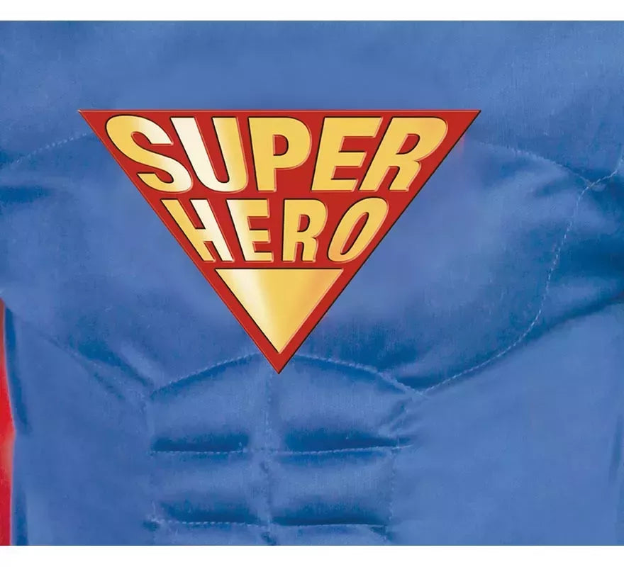 Disfraz de Superhéroe azul y rojo musculoso para niño
