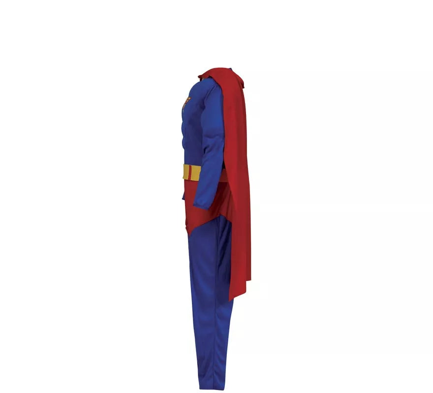 Disfraz de Superhéroe azul y rojo musculoso para niño