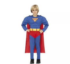 Disfraz de Superhéroe azul y rojo musculoso para niño