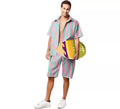 Disfraz de Surfista rosa y azul a rayas para hombre