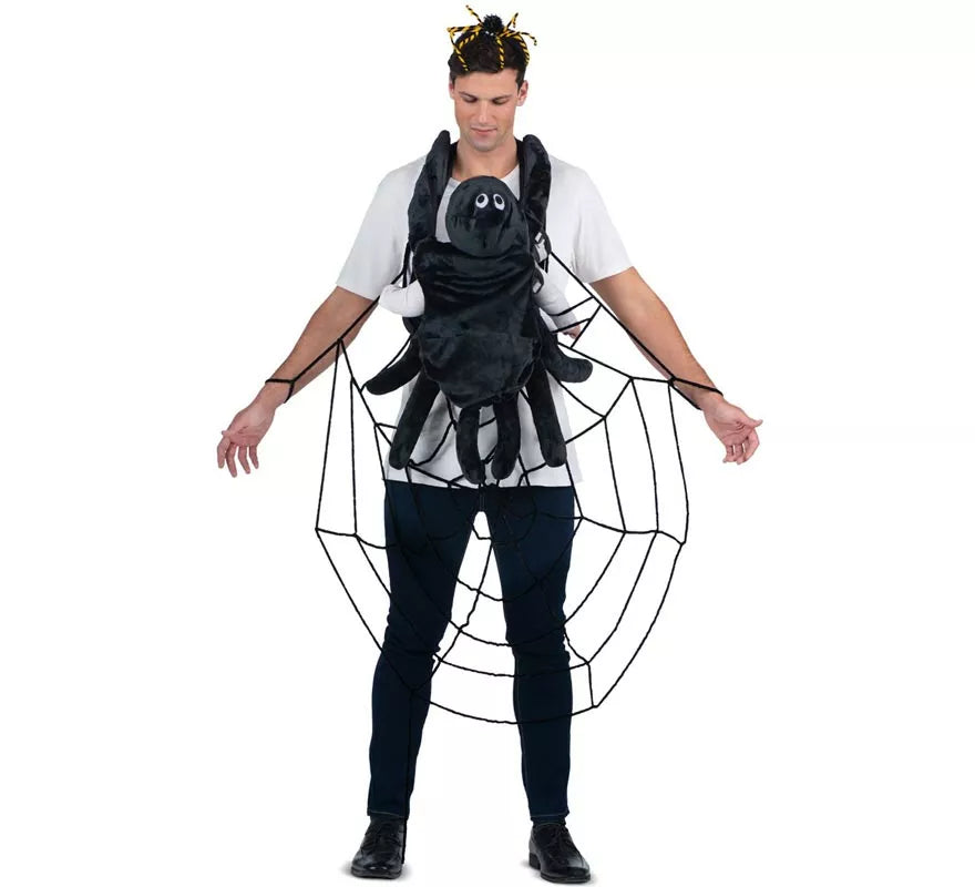 Translation missing: en.Disfraz de Telaraña y Araña con cubremochila para adulto y bebé