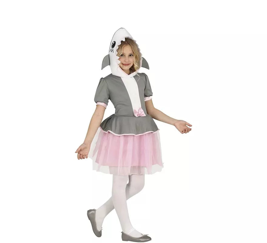 Translation missing: en.Disfraz de Tiburón Gris con falda tul para niña