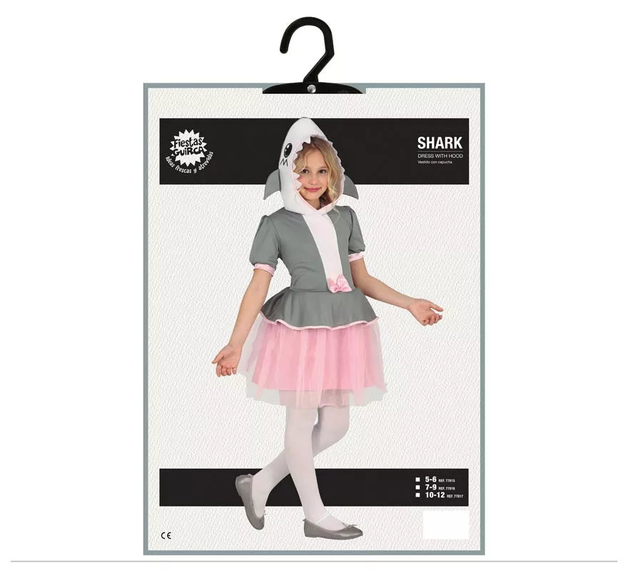 Disfraz de Tiburón Gris con falda tul para niña