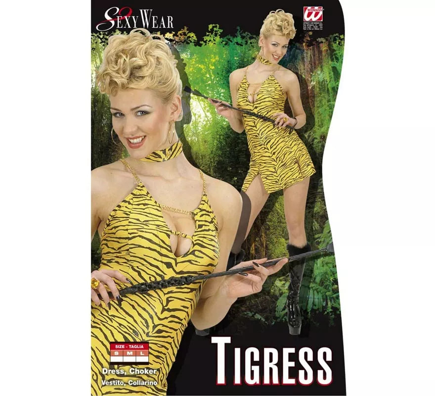 Disfraz de Tigresa con collar Deluxe para mujer