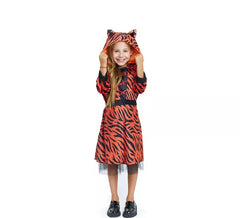 Tigress costume in hooded dress for girls and teenagers