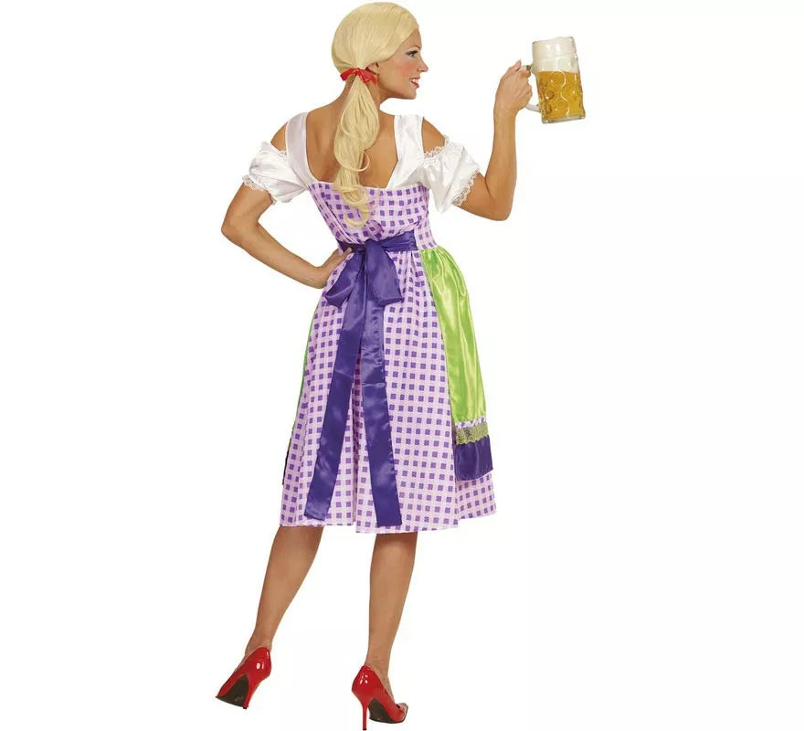 Disfraz de Tirolesa Dirndl verde y azul con delantal para mujer