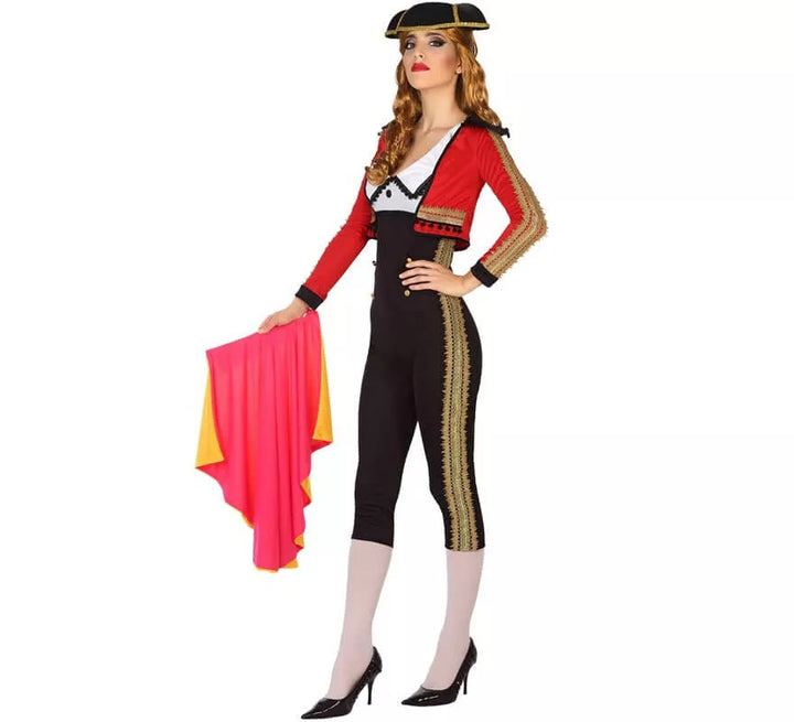 Disfraz de Torera rojo y negro para mujer