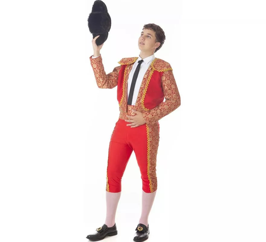 Disfraz de Torero clásico rojo y dorado para hombre