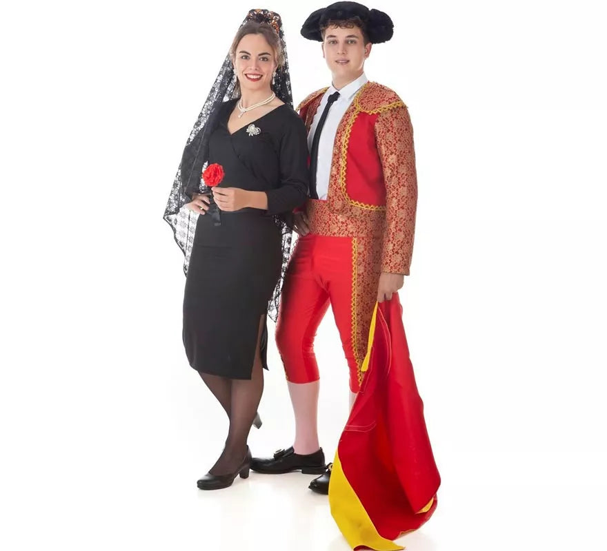 Disfraz de Torero clásico rojo y dorado para hombre