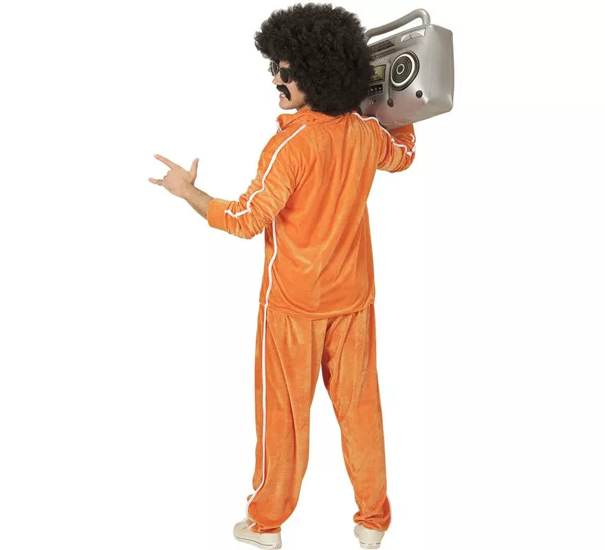 Translation missing: en.Disfraz de Traje Deportivo Años 80 naranja terciopelo para hombre