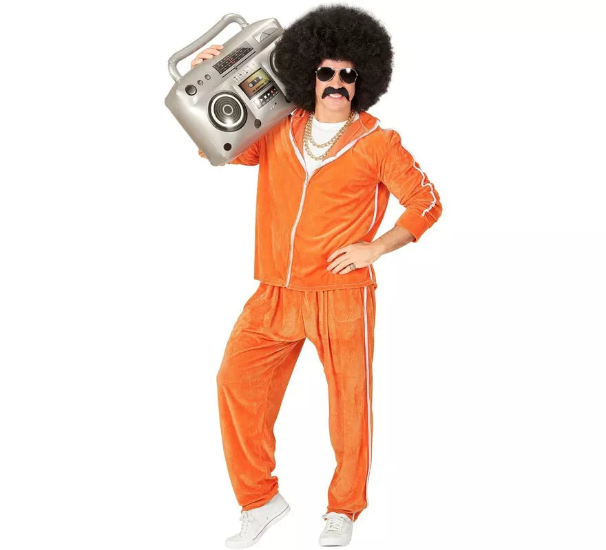 Translation missing: en.Disfraz de Traje Deportivo Años 80 naranja terciopelo para hombre