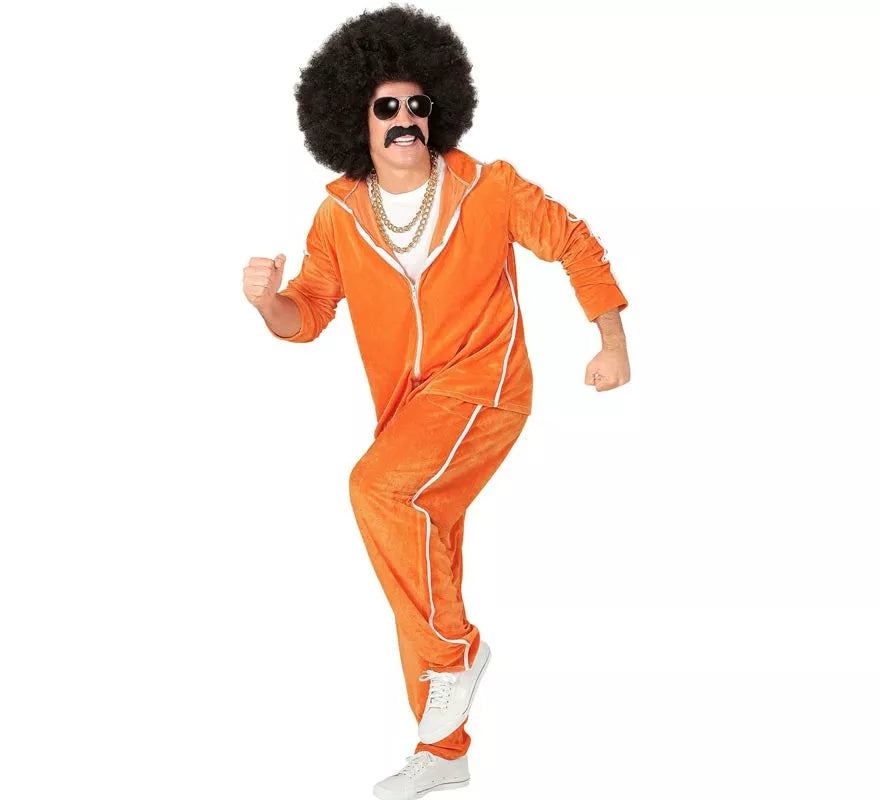 Translation missing: en.Disfraz de Traje Deportivo Años 80 naranja terciopelo para hombre