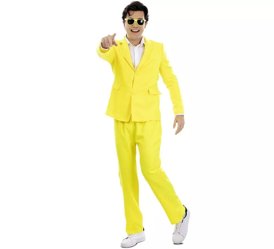 Disfraz de Traje Neón amarillo para hombre