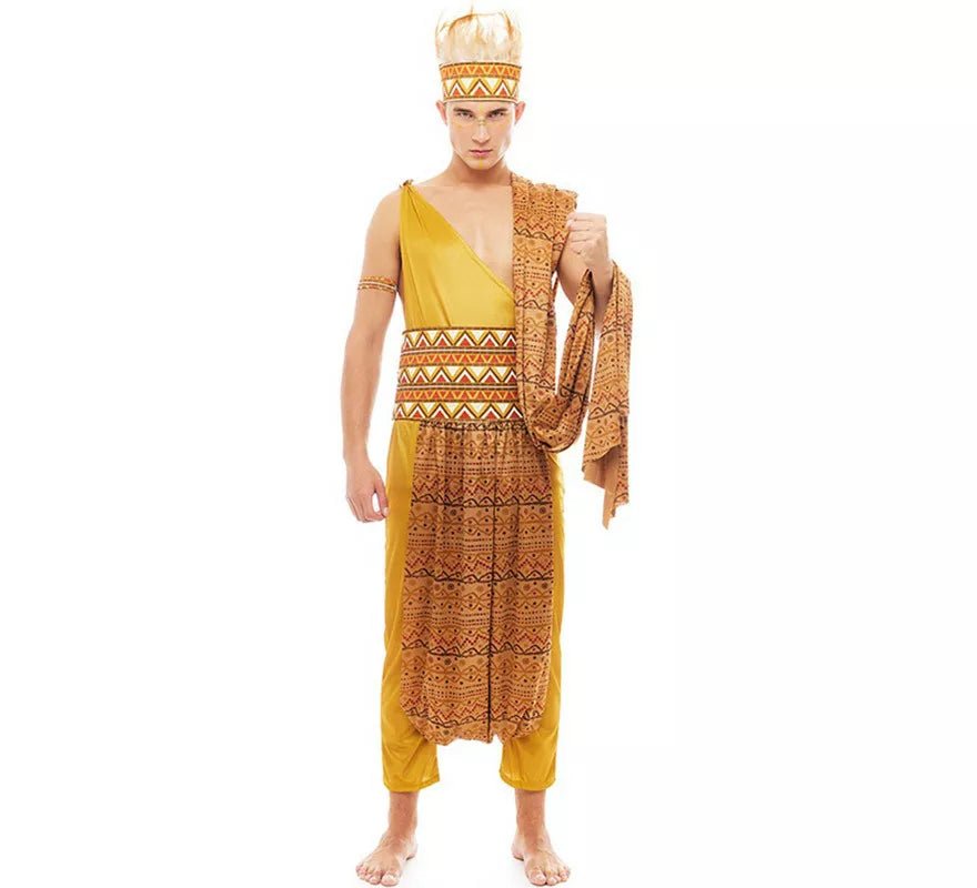 Translation missing: en.Disfraz de Tribal Africano amarillo y marrón para hombre