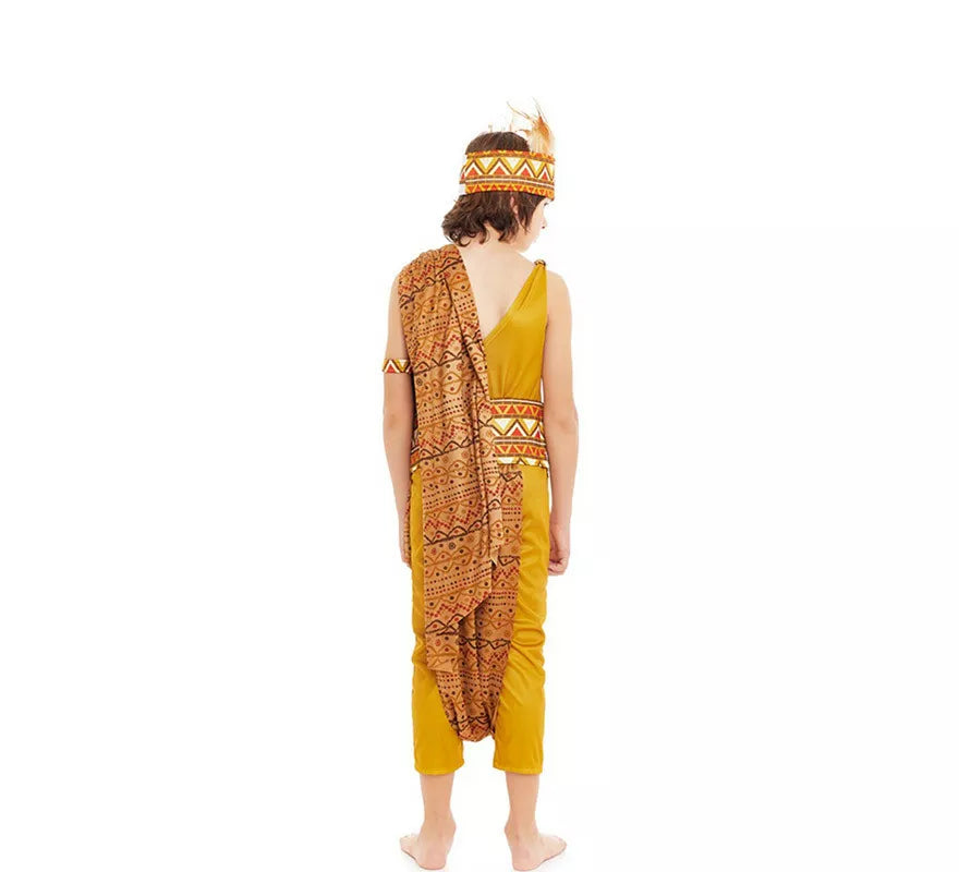 Translation missing: en.Disfraz de Tribal Africano amarillo y marrón para niño