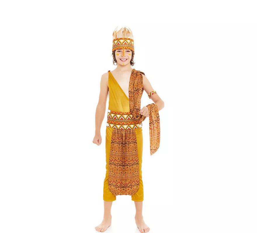 Disfraz de Tribal Africano amarillo y marrón para niño