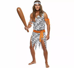 Black and white troglodyte costume for men
