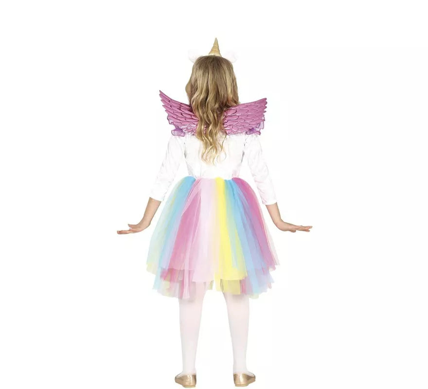 Translation missing: en.Disfraz de Unicornio Arcoíris con alas para niña