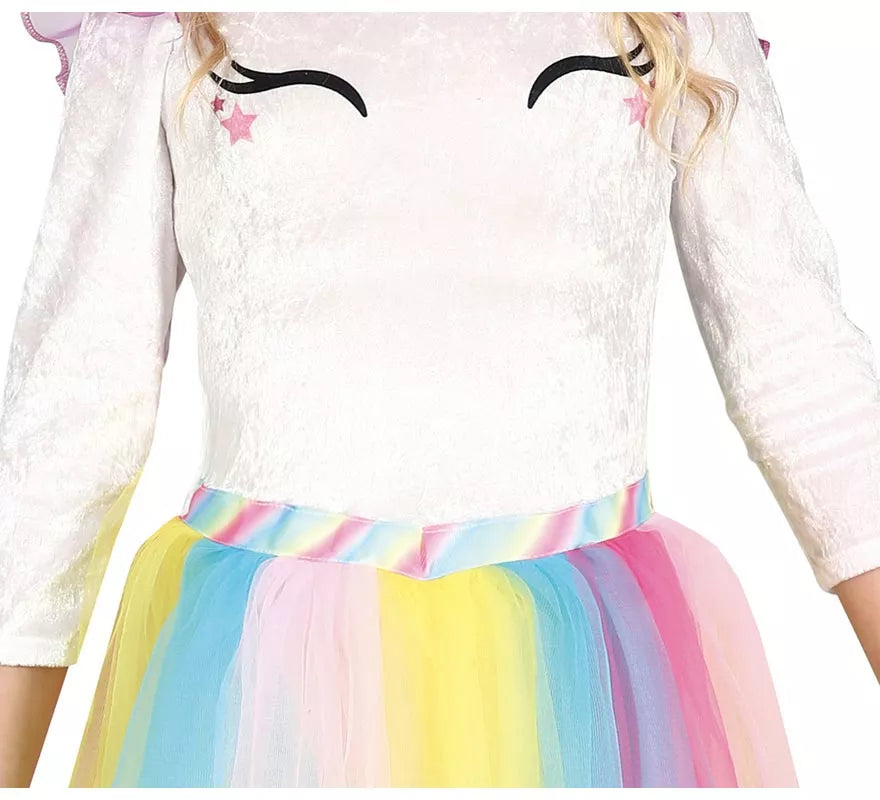 Disfraz de Unicornio Arcoíris con alas para niña