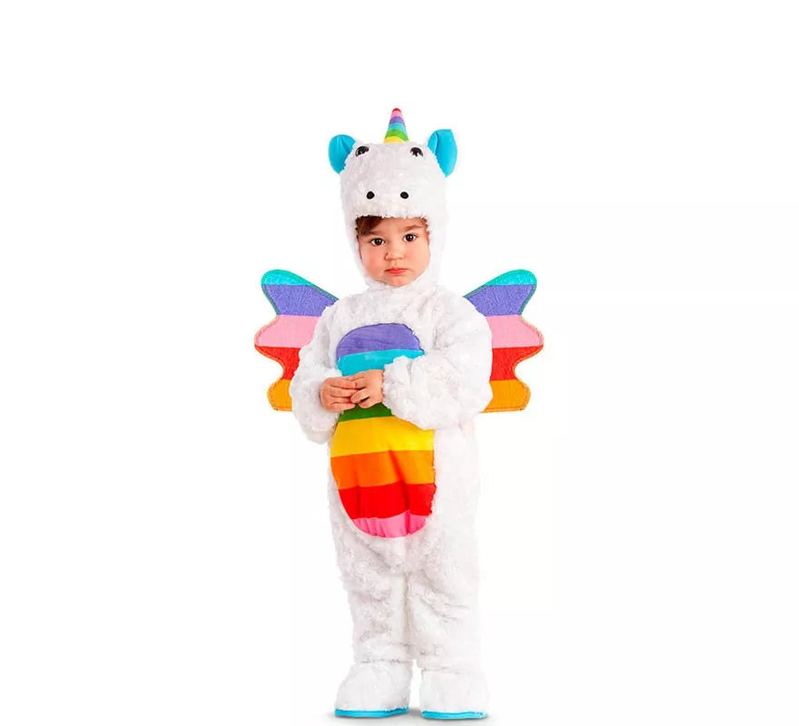 Disfraz de Unicornio multicolor con alas para bebé