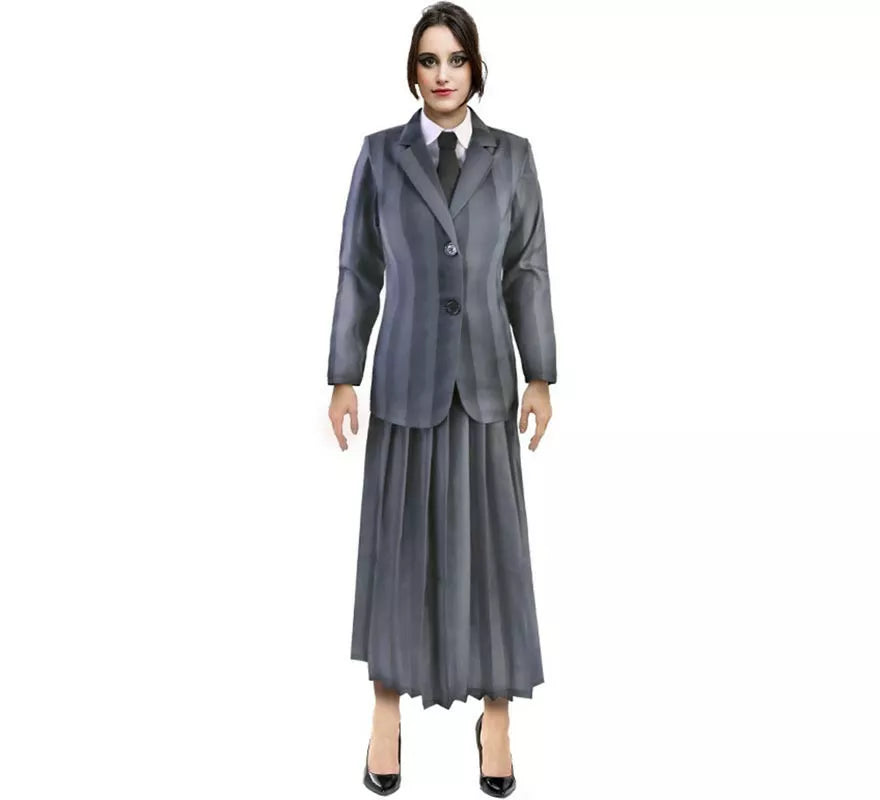 Disfraz de Uniforme Escolar Gótico a rayas para mujer