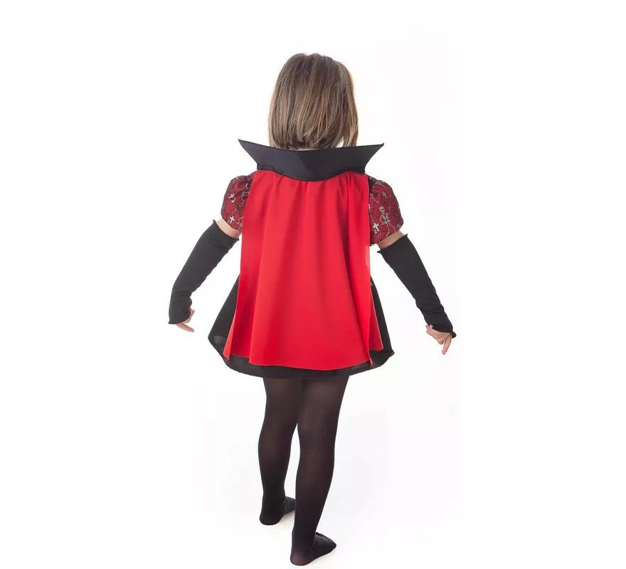 Disfraz de Vampira Esqueletos elegante con capa para niña