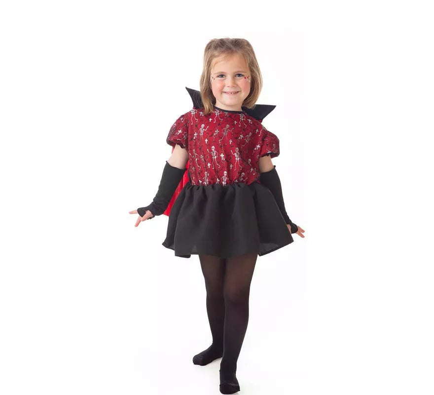 Translation missing: en.Disfraz de Vampira Esqueletos elegante con capa para niña