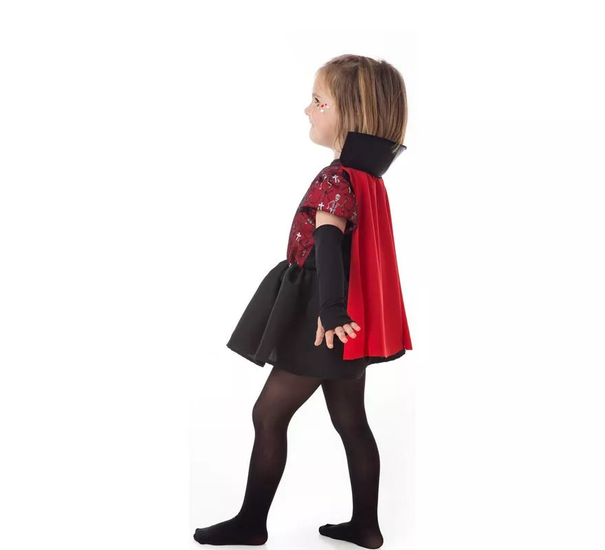Disfraz de Vampira Esqueletos elegante con capa para niña