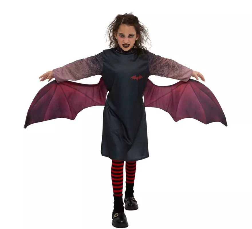 Disfraz de Vampira oscura con alas para niña