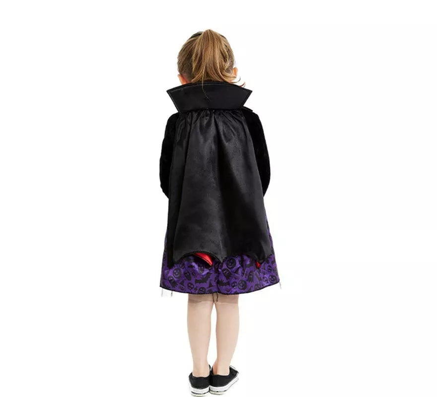 Disfraz de Vampiresa clásico con capa y cuello para bebé y niña