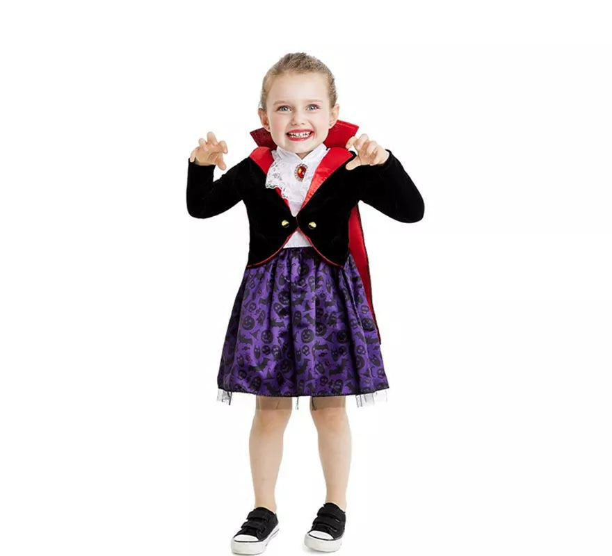 Translation missing: en.Disfraz de Vampiresa clásico con capa y cuello para bebé y niña