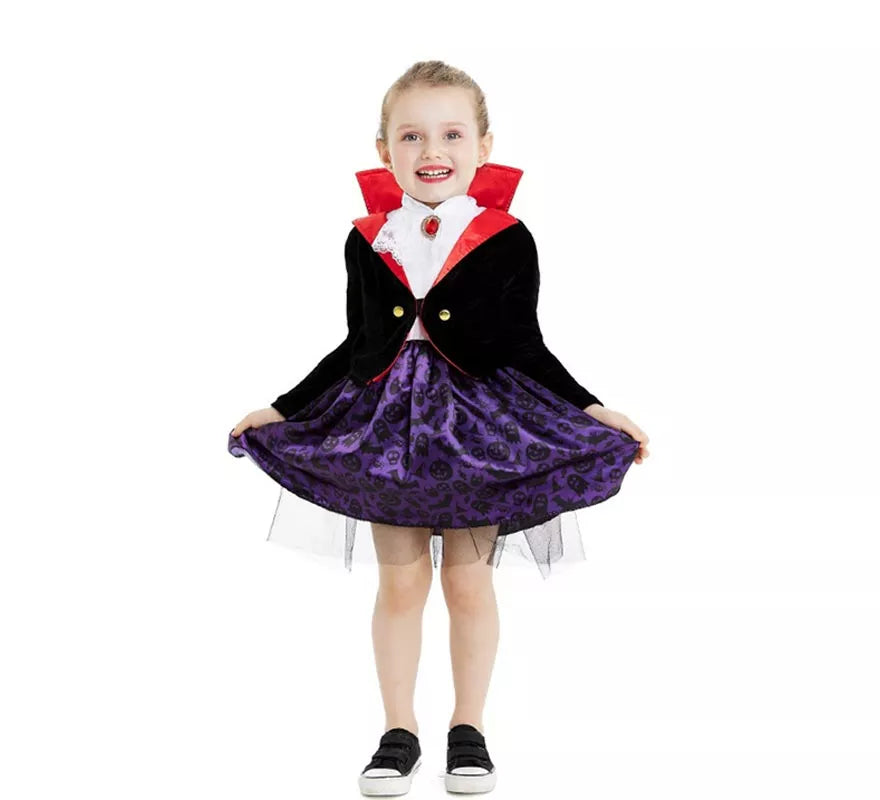 Translation missing: en.Disfraz de Vampiresa clásico con capa y cuello para bebé y niña