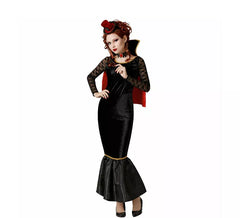 Vampiress costume with cape for women