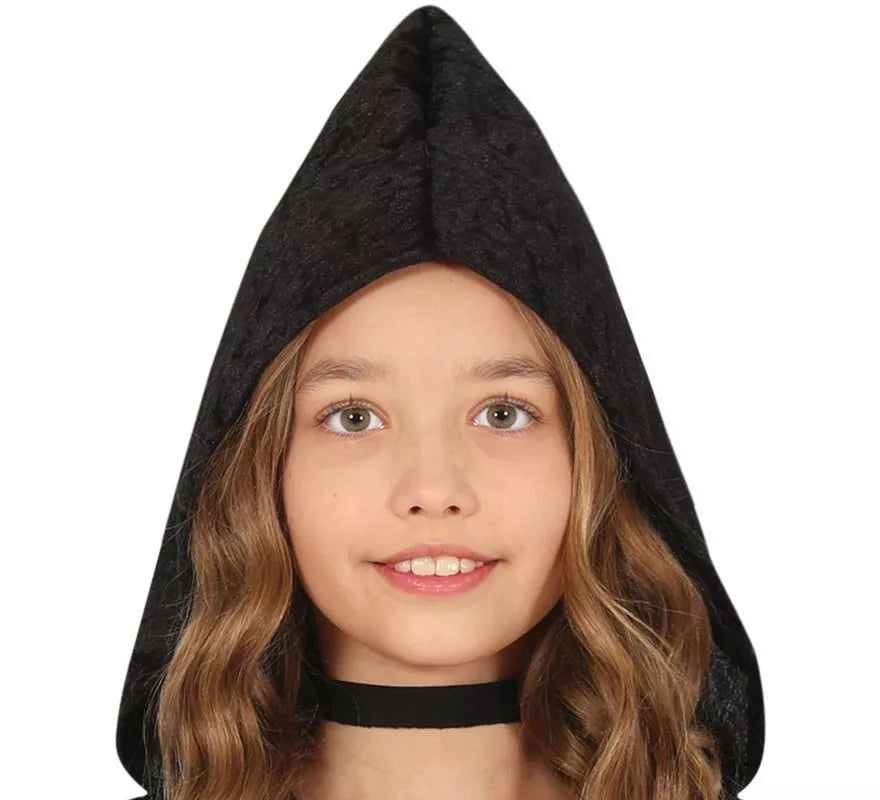 Disfraz de Vampiresa con capucha negra para niña