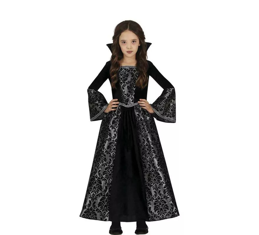 Disfraz de Vampiresa de Gótica plateada para niña