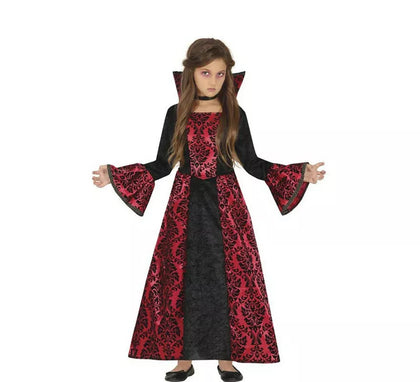 Disfraz de Vampiresa de Gótica rojo para niña