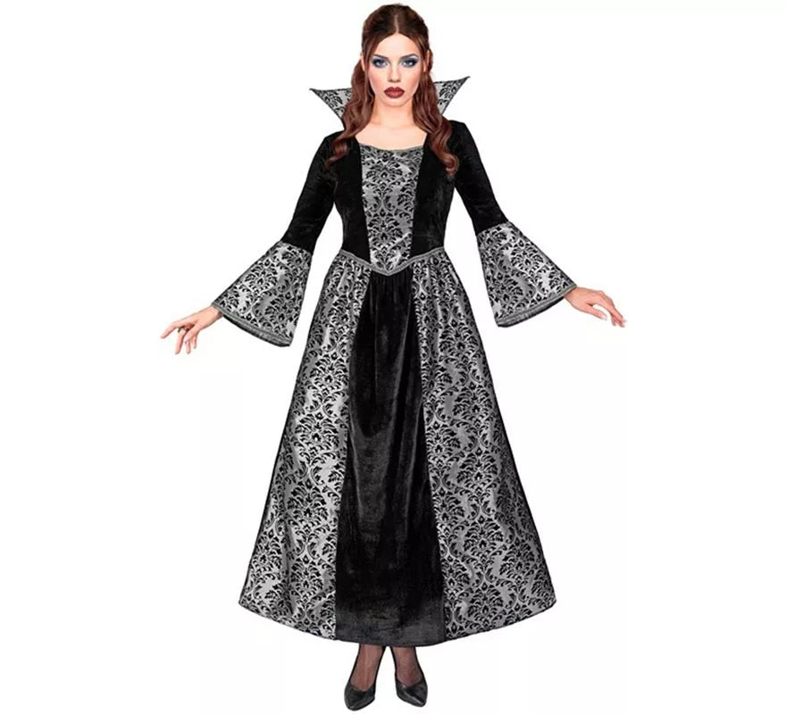 Disfraz de Vampiresa gris y negra para mujer