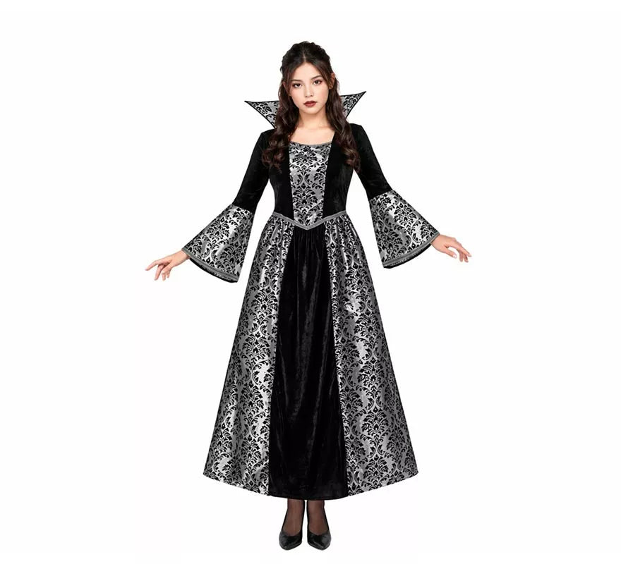 Disfraz de Vampiresa gris y negra para mujer