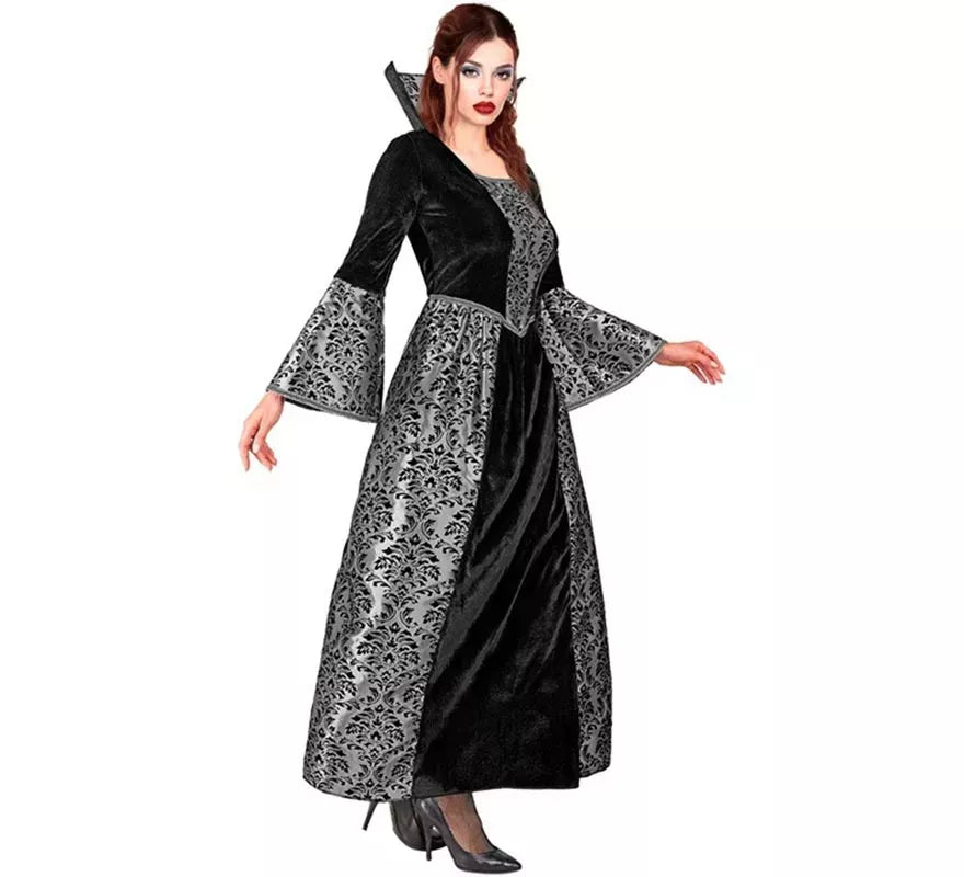 Disfraz de Vampiresa gris y negra para mujer