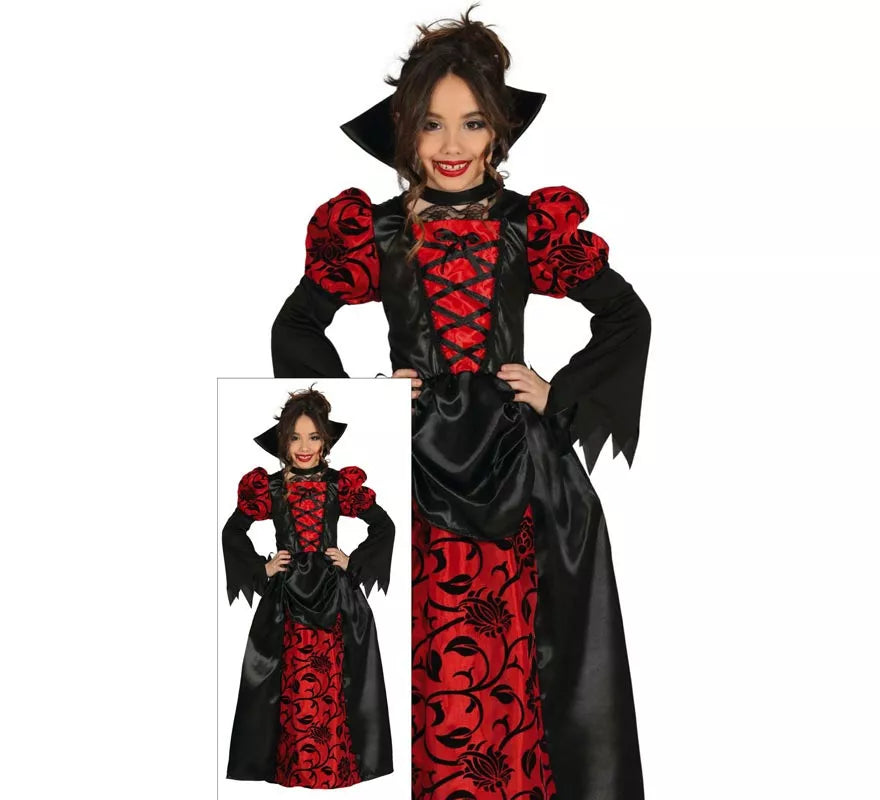 Disfraz de Vampiresa Roja para niña
