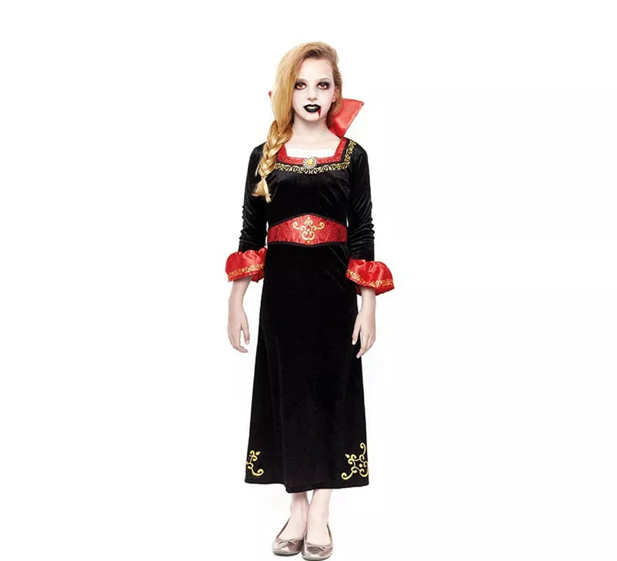 Disfraz de Vampiresa roja y negra para niña