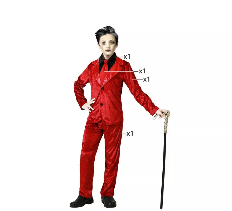 Translation missing: en.Disfraz de Vampiro Elegante Rojo para niño