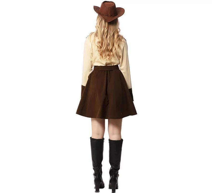 Translation missing: en.Disfraz de Vaquera beige y marrón con cinturón para mujer
