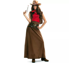 Cowgirl costume with brown skirt for women