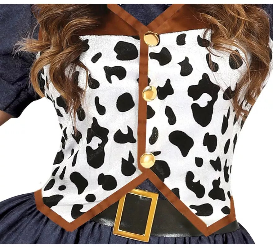 Disfraz de Vaquera con vestido estampado para mujer