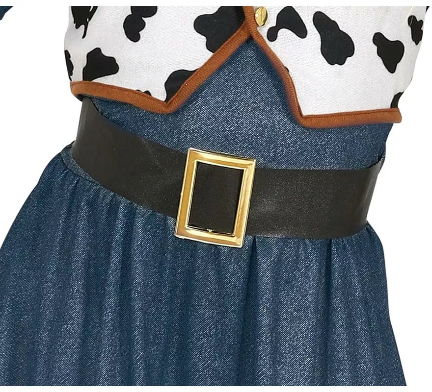 Disfraz de Vaquera con vestido estampado para niña