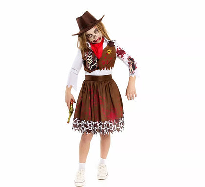 Disfraz de Vaquera Zombie para niña