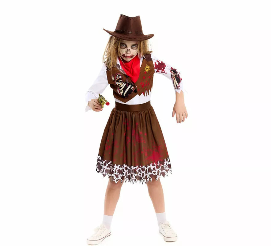 Disfraz de Vaquera Zombie para niña